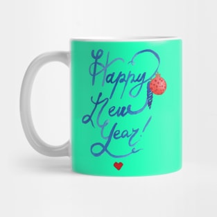 Happy New Year & Merry Christmas watercolor print Mug